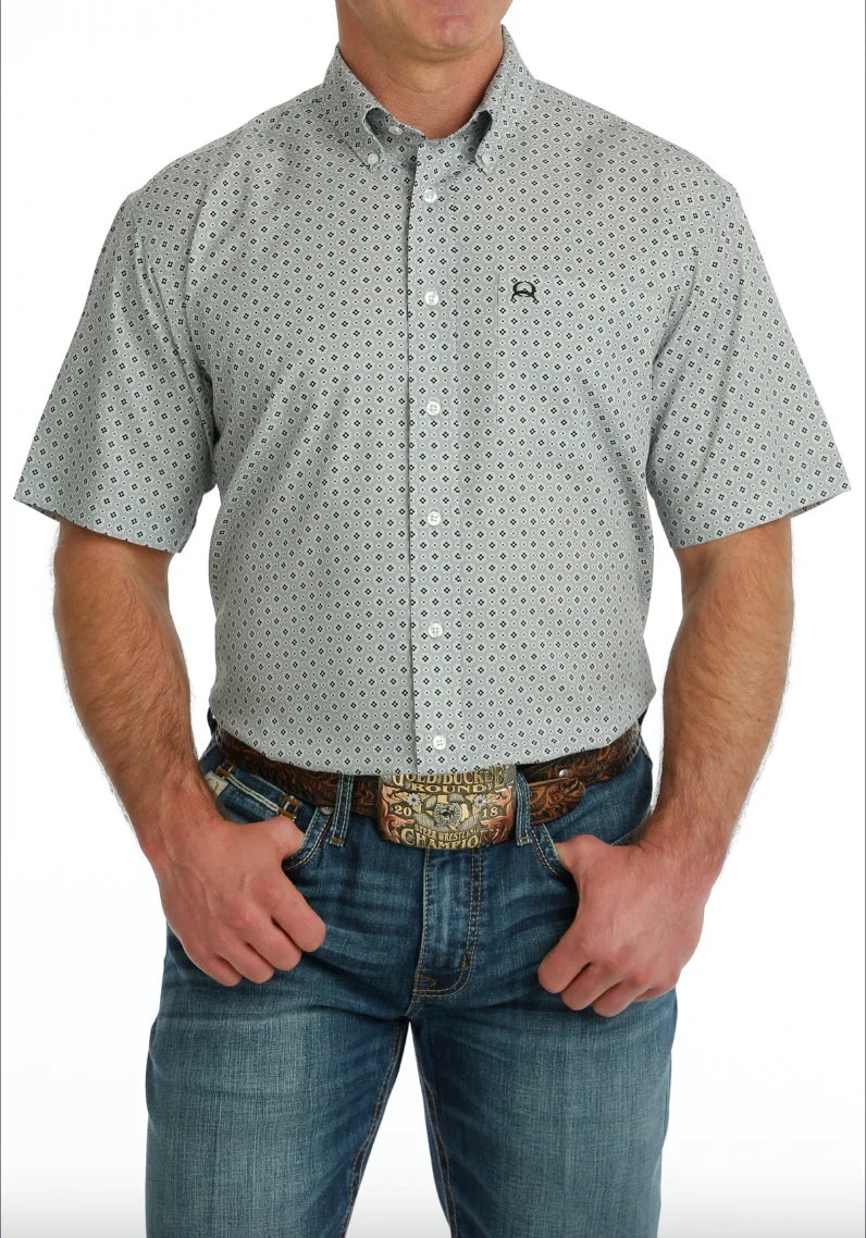 CLMTW1704127 Cinch Mens S/S Arena Flex Print Gry/Ny
