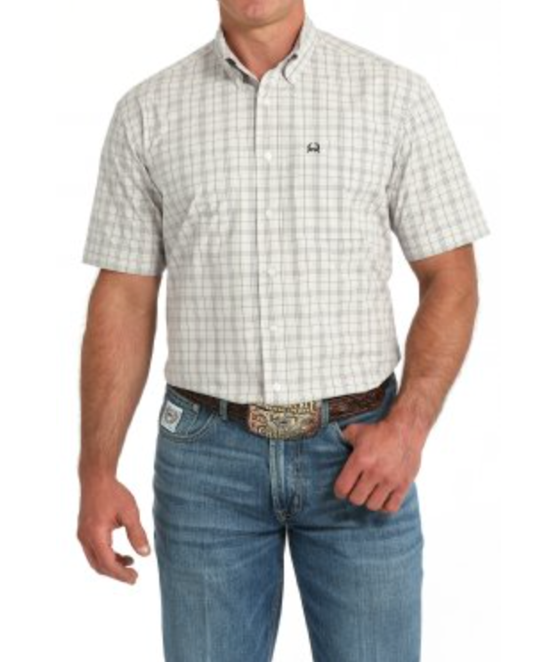 CLMTW1725002- Cinch Shirt S/S Arenaflex - White Plaid