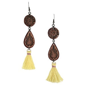 BG22132EJ2 Earrings- Leather With Tassels