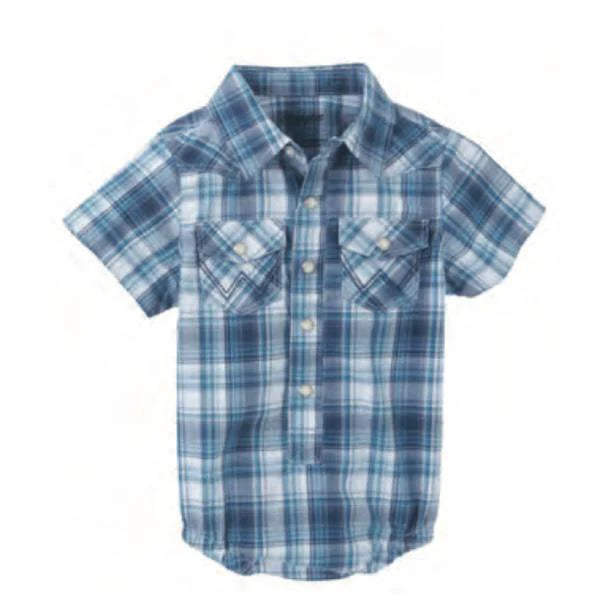 CL112347327 Baby Boy's S/S Western Body Suit Plaid