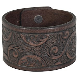 BG22071BJ3 Braclet- Tooled Leather Cuff
