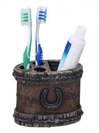 710624970 Western Toothbrush Holder Horseshoe Barb Wire
