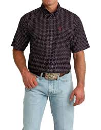 CLMTW1704173- Mens Cinch S/S Button Up Arena Flex- Navy Pattern