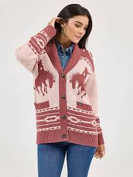CL112371638 Wrangler Ladies Cardigan w/ Horse Shoes