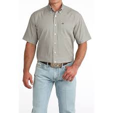 CLMTW1704174-S Mens Cinch S/S Button Up Arena Flex- White/Grey Pattern