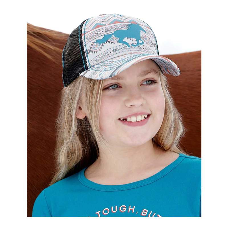 CLCCC0042016 Girls Trucker Cap - Aztec Running Horse