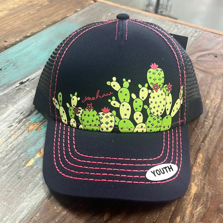 CLCCC00472019 Ball Cap Youth Cinch Snap Back "YEHAWW CACTUS"
