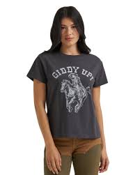 CL112382845- Wrangler Ladies Laney Wilson Giddy Up TShirt- Dark Grey