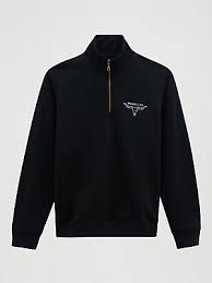 CL112379609- Wrangler Mens 1/4 Zip Hoodie- Brown w/ Longhorn