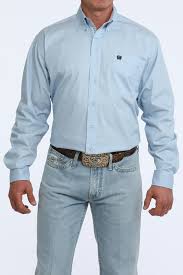 CLMTW1106125- Men's Cinch L/S Button up- Solid Light Blue