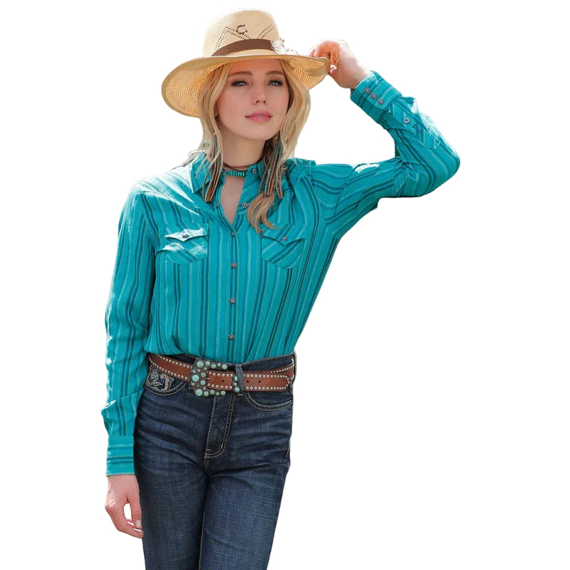CLCTW7412004 Ladies Cruel Girl L/S Stripe Button up