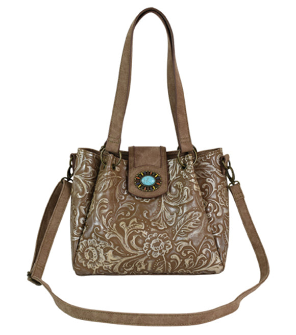 BG22012802 Catchfly Shoulder Bag Tan w/ Colorful Concho Buckle