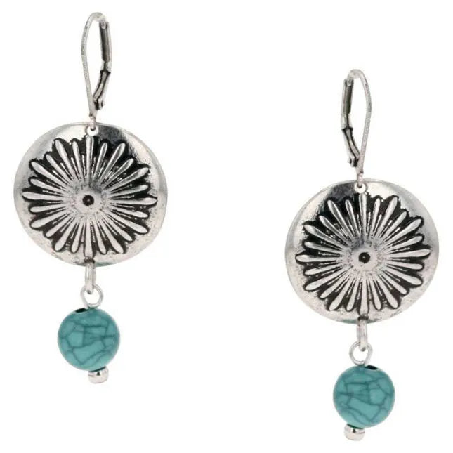 BGAER5748 Earrings- Turquiose Sunburst