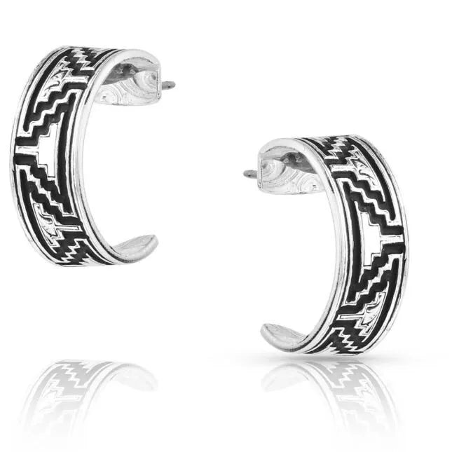 BGER5592 Earrings - Southwestern Escape Silver/Black