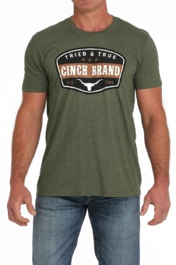CLMTT1690672-XL-Olive T-Shirt - Cinch Brand w/ Longhorn
