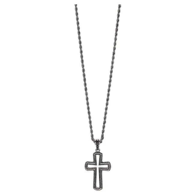 BG23177NJ2 Necklace- Cut Out Cross Stainless Steel 24"
