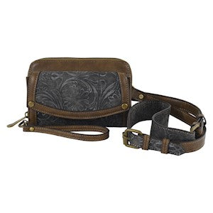 BG23054787W Justin Ladies Wallet w/Shoulder Strap Brown & Black