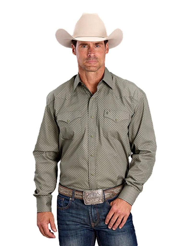 CL11-001-0425-4015 Mens Stetson L/S Shirt w/Snaps - Smoke Diamond Print
