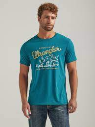 CL112339561-Teal Mens Graphic T-Shirt Wrangler Skull