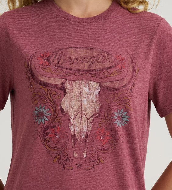 CL112368861 Wrangler Womens Tshirt- Steer Head and Flowers