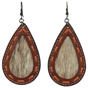 BG23036EJ1 Earrings- Leather Teardrops w/ Cowhide