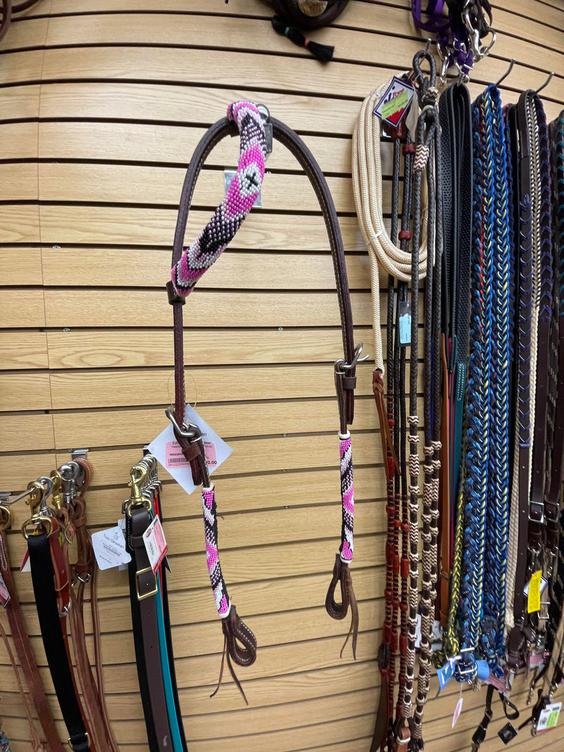 TKDZ2043-SET Headstall, Breastcollae, Chinstrap Beaded Set