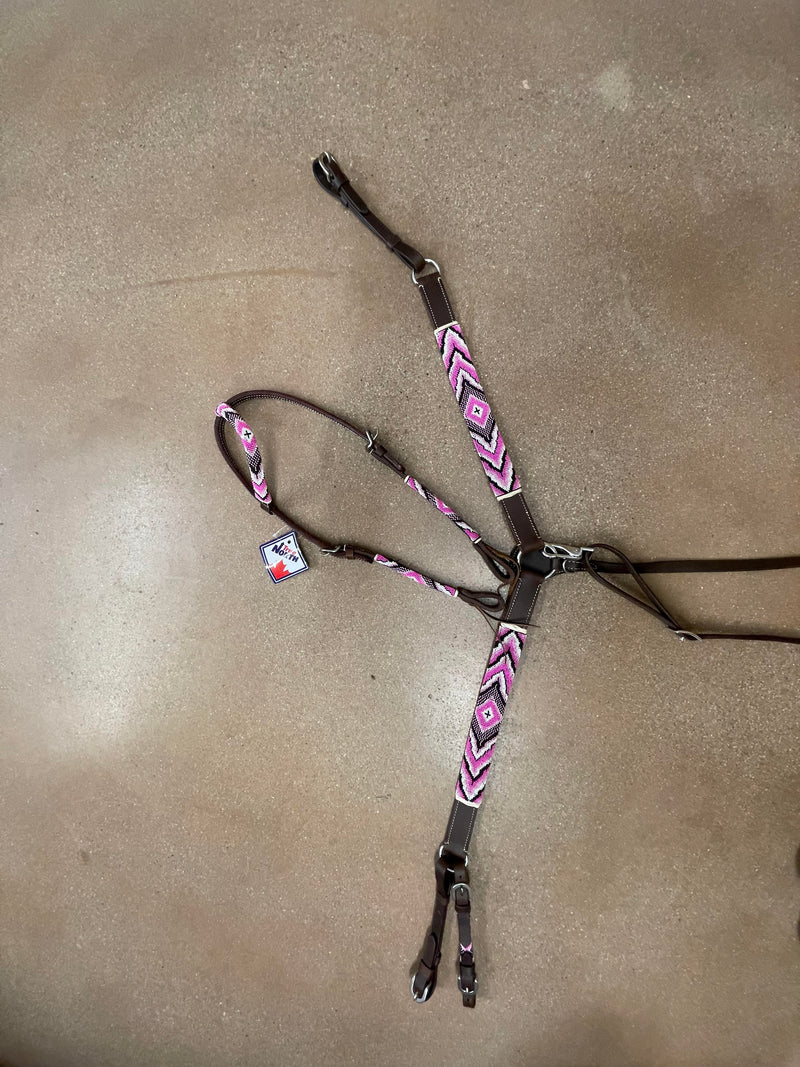 TKDZ2043-SET Headstall, Breastcollae, Chinstrap Beaded Set
