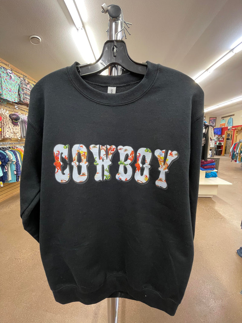CLCREWNECK Black Ladies Western CrewNeck Sweatshirt "Cowboy"
