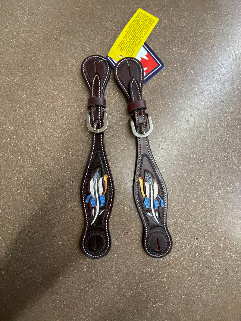 TKDZ2221 Spur Straps Leather w/ Feathers