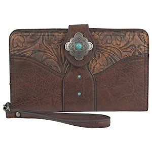BG23051516W Justin Ladies Wallet Brown w/ Concho Buckle