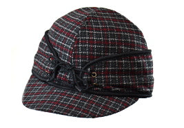 CL1-1702A Blk/Wht Cap Railroad Wool Blend Plaid