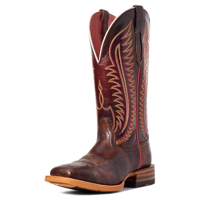 CL10035780 Brn/Mahg Ariat Ladies Cowboy Boot Belmont Wide Square Toe