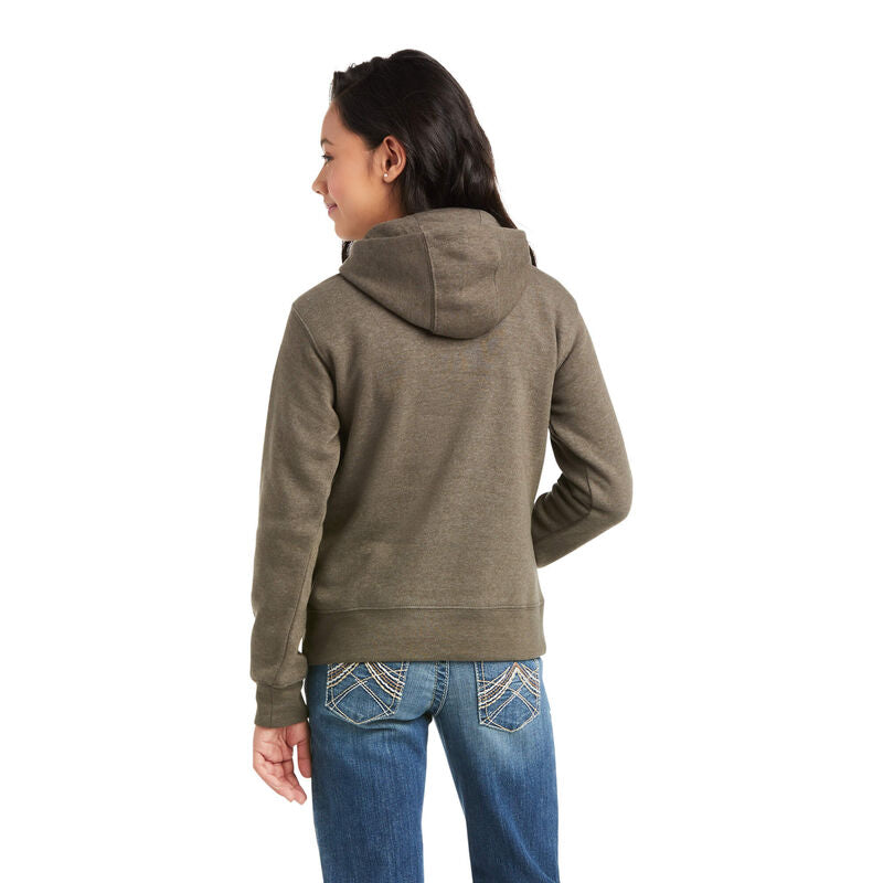 CL10037730 Ban/Bark Girls Real Chest Logo Hood- Banyan Bark