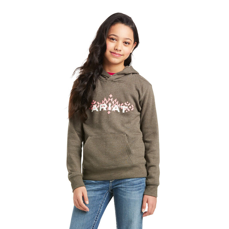 CL10037730 Ban/Bark Girls Real Chest Logo Hood- Banyan Bark