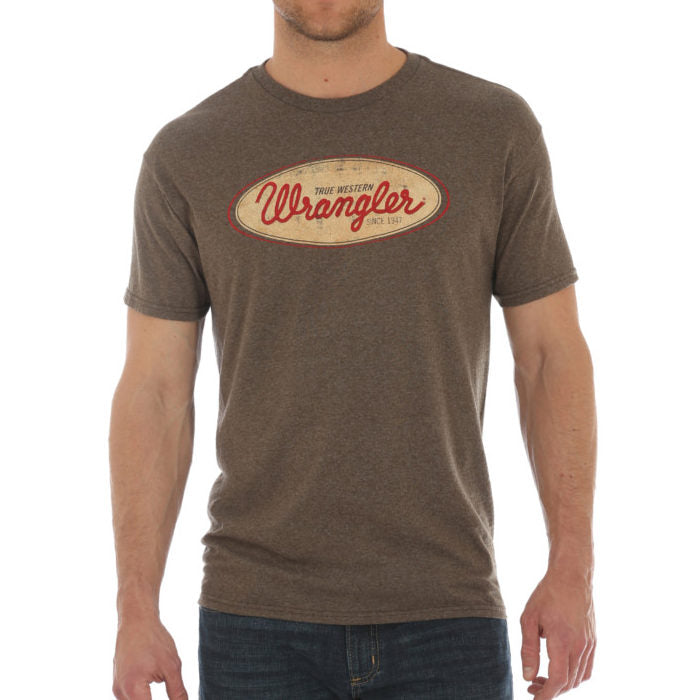 CLMQ1112E-S-Brown T Shirt S/S Vintage Wrangler Oval