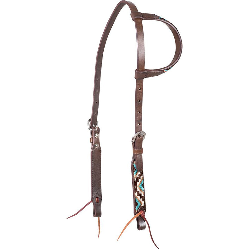TKCAS/SA-HF19BD-CHTN Headstall 1 Ear Cashel Beaded Tan/TQ