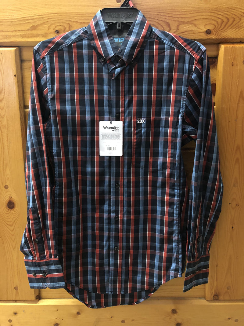 CLMPC164M-M-Bk/Rd/Bl Shirt Wrangler 20X Competition L/S