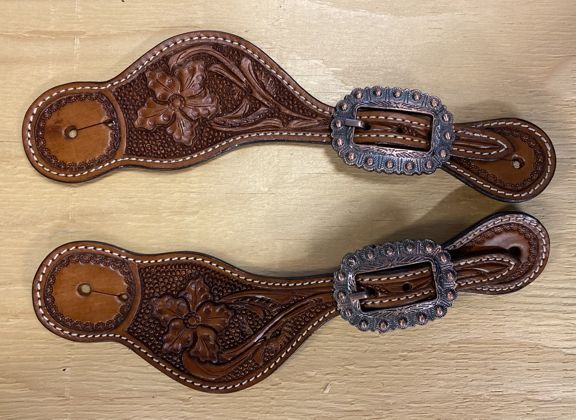 TK17-104 Spur Strap - Button Stamped w/Copper Buckle