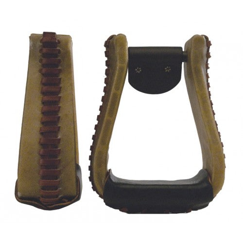 TK183667-57 Stirrups-Natural Rawhide Laced Roper