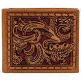 BG2172768W6 Wallet - Justin - Back Pocket Bifold Maroon Inlay