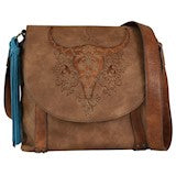 BG22010527 Purse -Catchfly - Crossbody Floral Tooling Cow Skull
