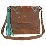 BG22029527 Purse -Catchfly - Crossbody Brown w/ Multi Colored Embroided Pattern