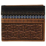 BG22054842W9 Wallet - Justin - Slim Bifold Diamond Tooling w/ Black Trim