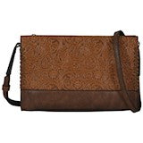 BG22081795 Purse -Justin - Saddle Brown Tooled w/Whipswitch Edges