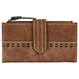 BG22088725W Wallet - Tony Lama - Crossbody Tonal Brown w/Double Stitch Accents
