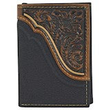 BG22099322W2 Wallet - Tony Lama- Trifold Pebbled Leather w/ Tooled Accent