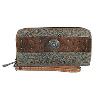 BG23055215W Justin Ladies Wallet Hair on/Turq Tooling