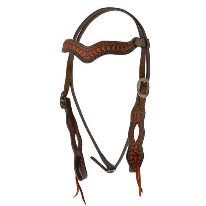 TK25-2417 Headstall Alamo Browband Toast Wave