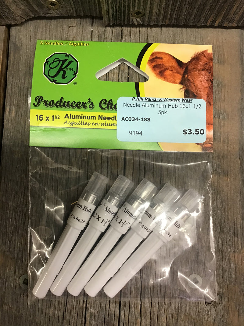 AC034-188 Aluminum Hub 16x1 1/2 needle 5pk