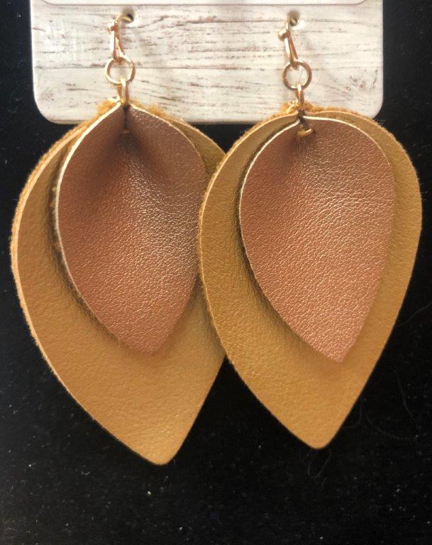 BG30977 Earrings Double Leaf Rose Gold